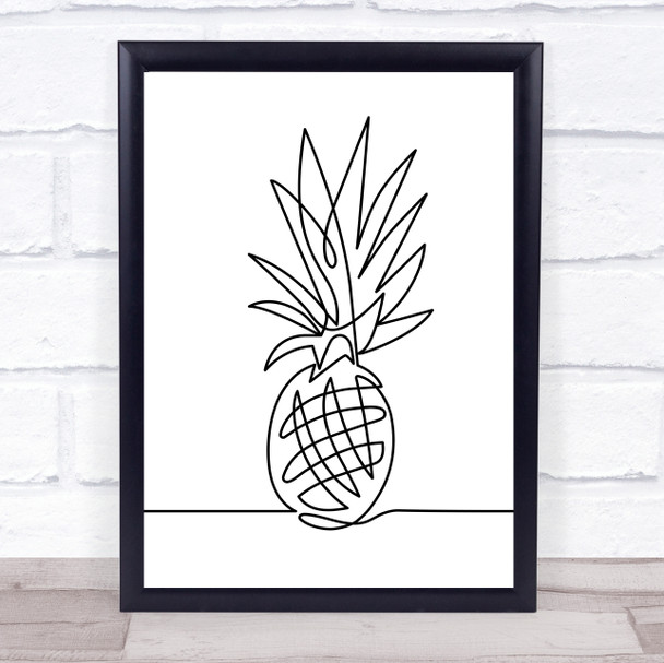 Black & White Line Art Pineapple Decorative Wall Art Print