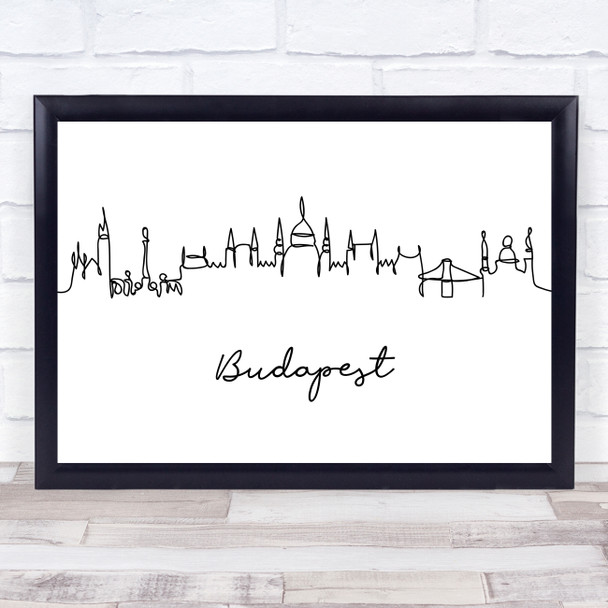 Black & White Line Art Budapest Decorative Wall Art Print