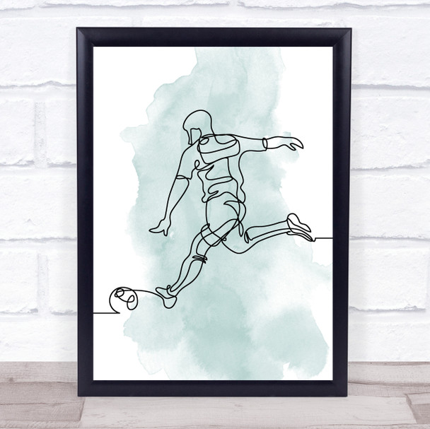 Watercolour Line Art Footballer Decorative Wall Art Print