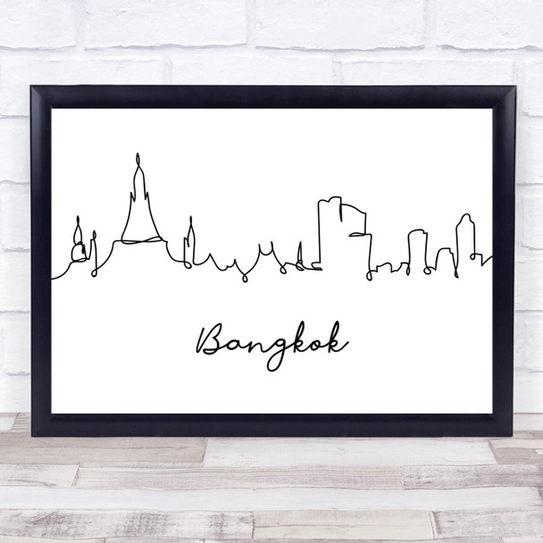 Black & White Line Art Bangkok Decorative Wall Art Print