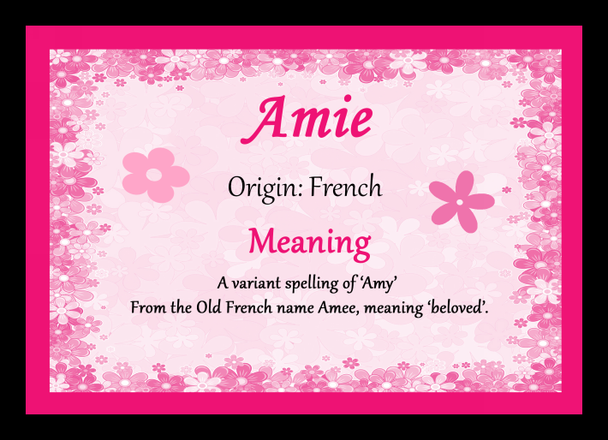 Amie Personalised Name Meaning Placemat