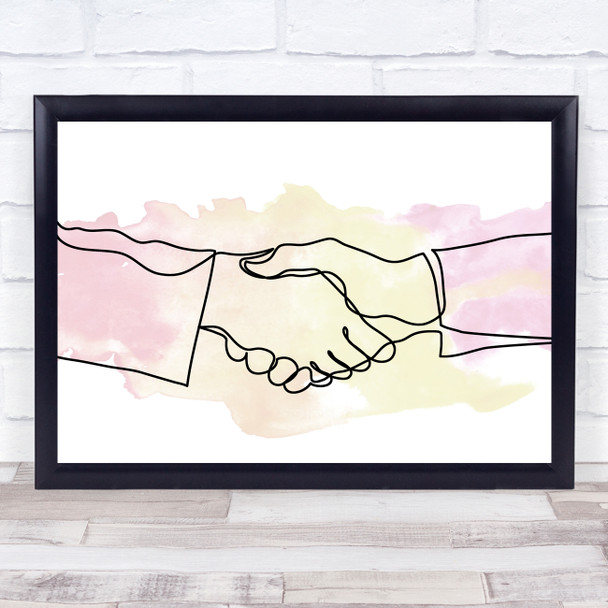 Watercolour Line Art Handshake Decorative Wall Art Print