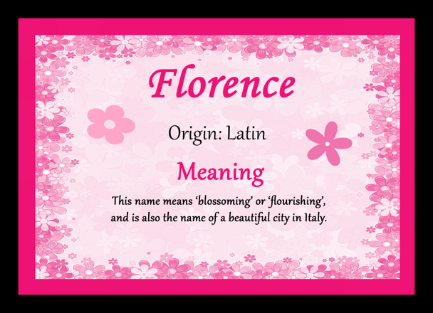 Florence Personalised Name Meaning Placemat