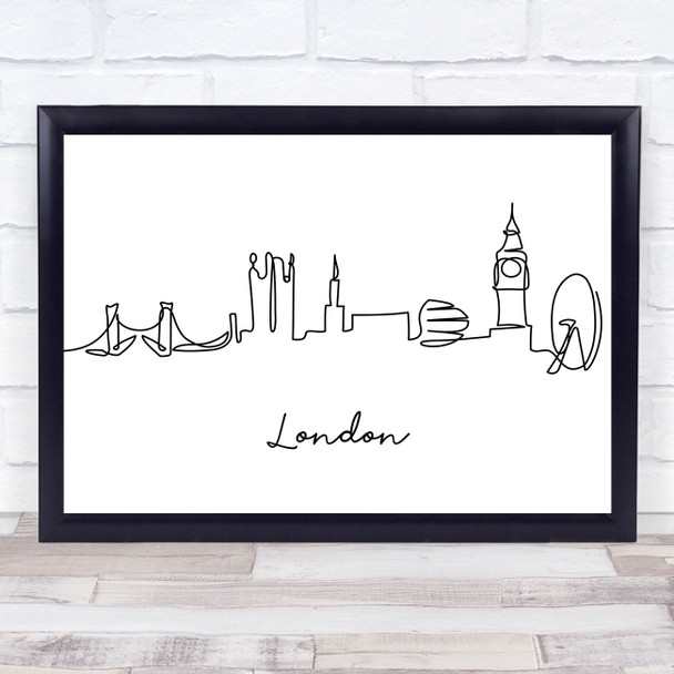 Black & White Line Art London Decorative Wall Art Print