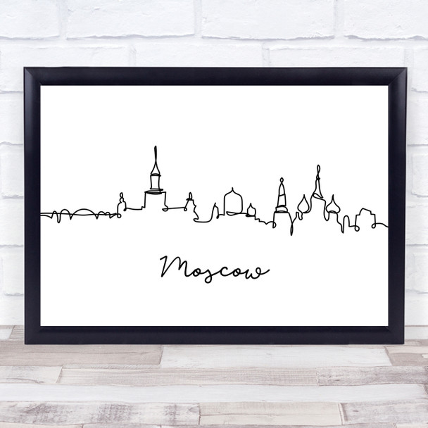 Black and White Line Art Moscow Decorative Wall Art Print