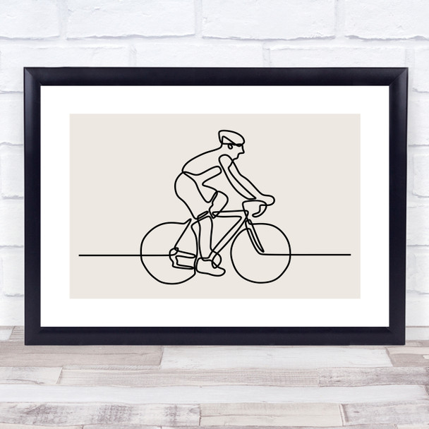 Block Colour Line Art Cyclist Decorative Wall Art Print