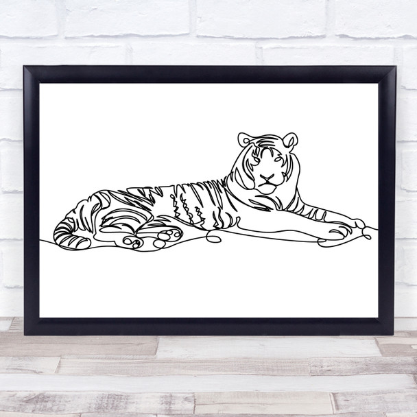 Black & White Line Art Tiger Decorative Wall Art Print