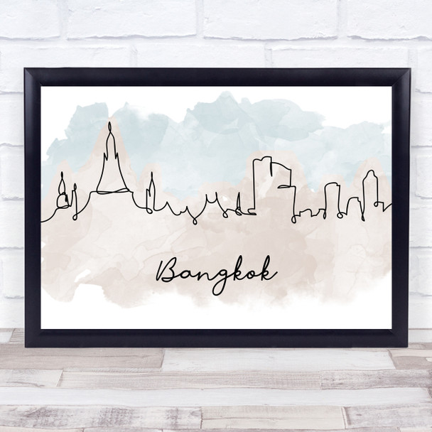 Watercolour Line Art Bangkok Decorative Wall Art Print