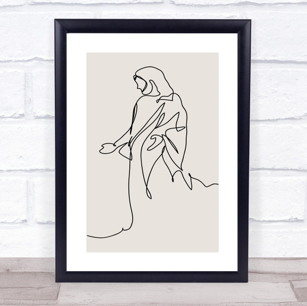 Block Colour Line Art Jesus Decorative Wall Art Print