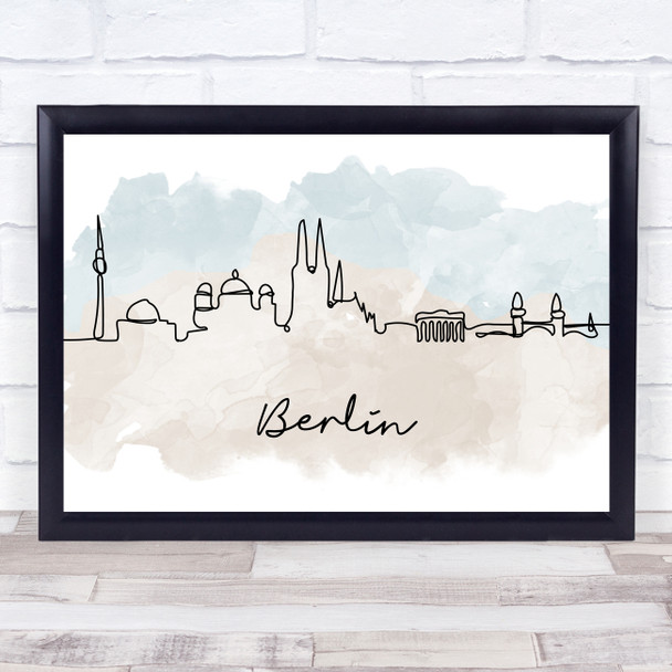 Watercolour Line Art Berlin Decorative Wall Art Print