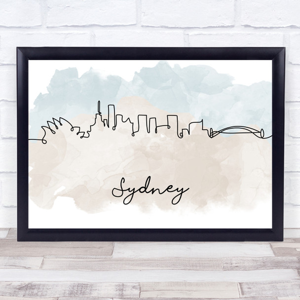 Watercolour Line Art Sydney Decorative Wall Art Print