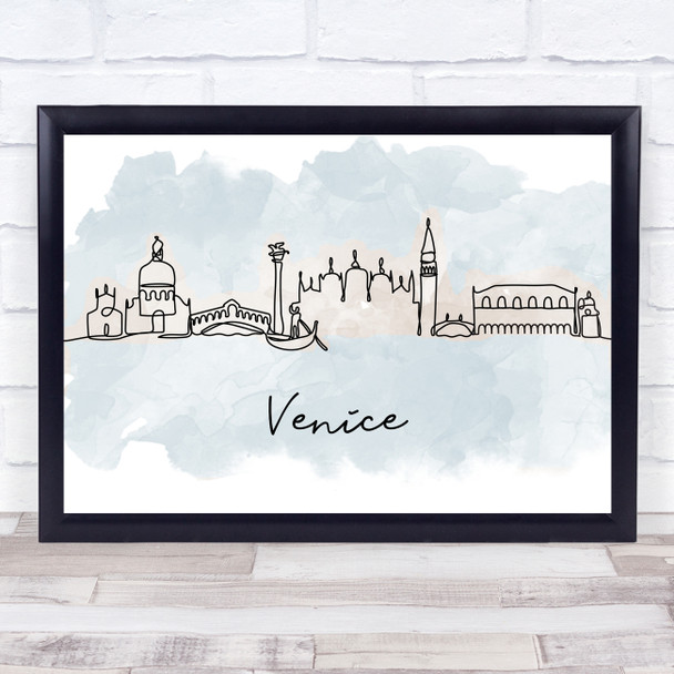 Watercolour Line Art Venice Decorative Wall Art Print