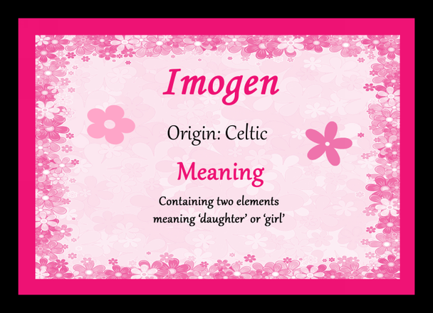 Imogen Personalised Name Meaning Placemat