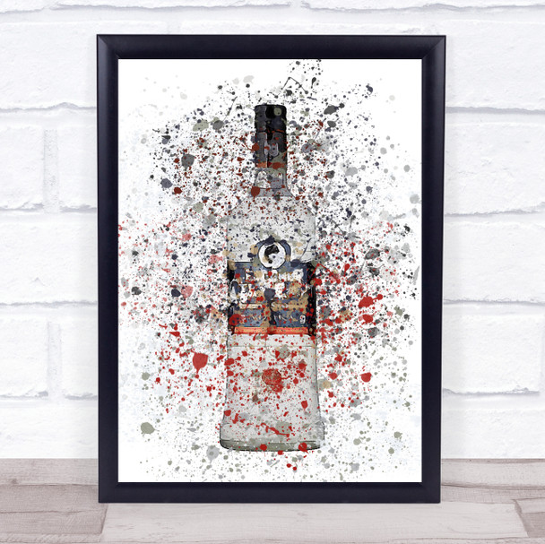 Watercolour Splatter Russian Standard Original Vodka Bottle Wall Art Print