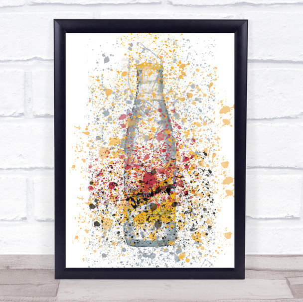 Watercolour Splatter Schweppes Indian Tonic Water Bottle Wall Art Print