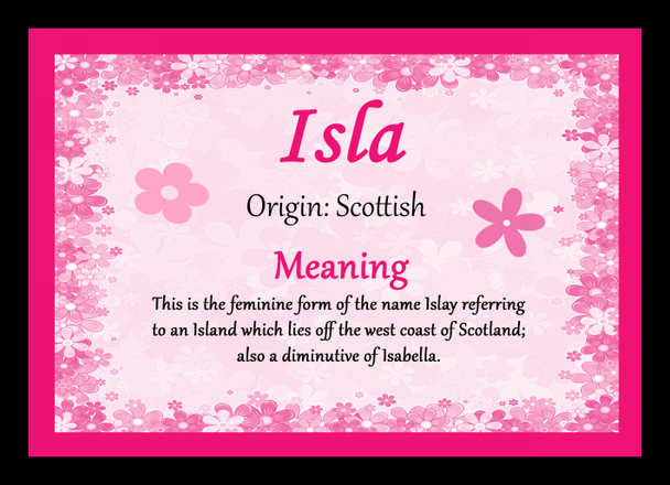 Isla Personalised Name Meaning Placemat