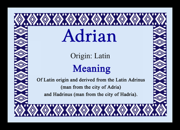 Adrian Personalised Name Meaning Placemat