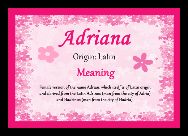 Adriana Personalised Name Meaning Placemat