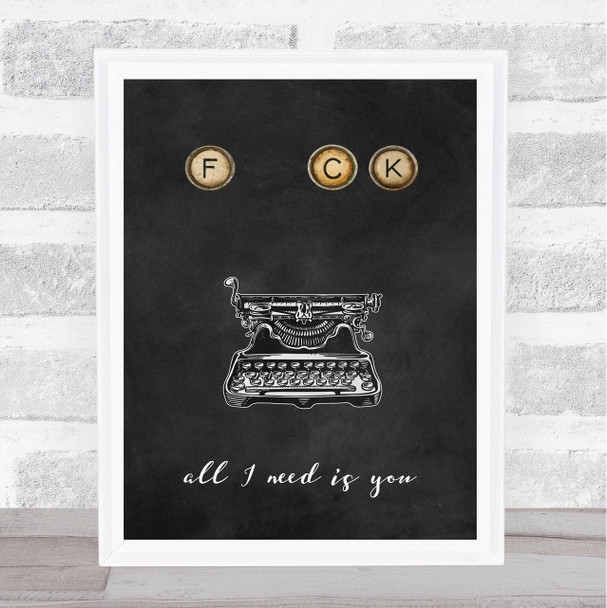 Rude Typewriter Letter F_Ck Decorative Wall Art Print