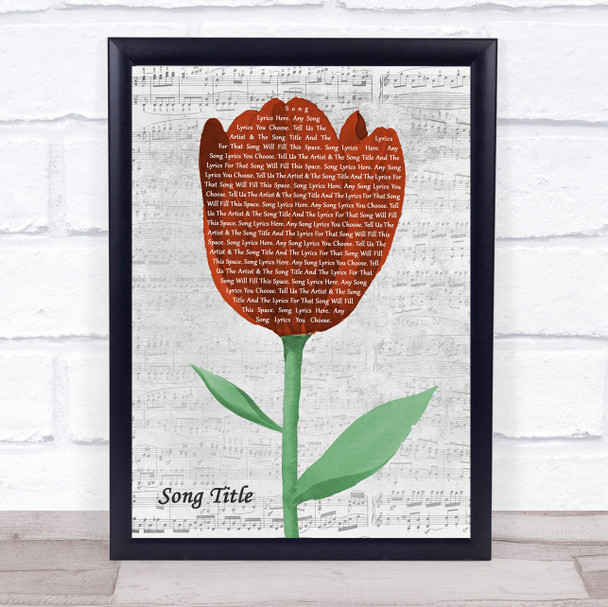 Any Song Lyrics Custom Grey Script Watercolour Tulip Song Lyric Print