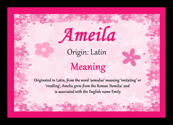 Ameila Personalised Name Meaning Placemat
