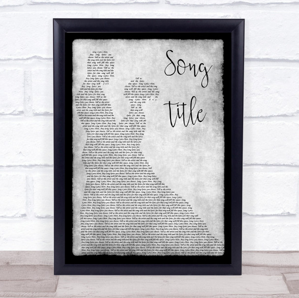 Any Song Lyrics Custom Grey Dancing Couple Personalised Lyrics Print