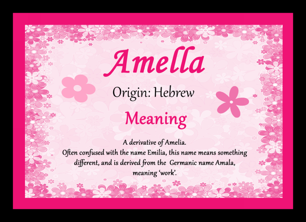 Amella Personalised Name Meaning Placemat