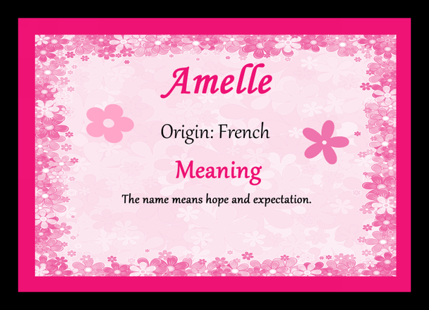 Amelle Personalised Name Meaning Placemat