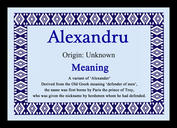 Alexandru Personalised Name Meaning Placemat