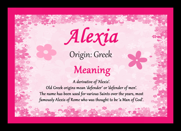 Alexia Personalised Name Meaning Placemat