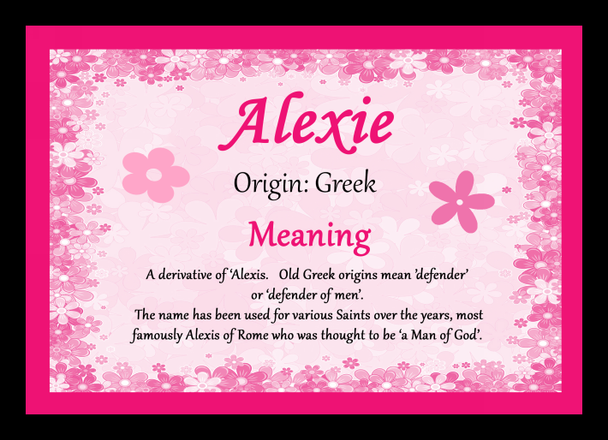 Alexie Personalised Name Meaning Placemat