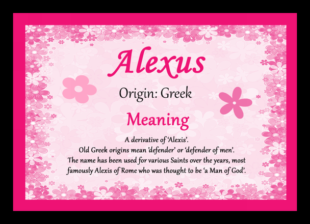 Alexus Personalised Name Meaning Placemat