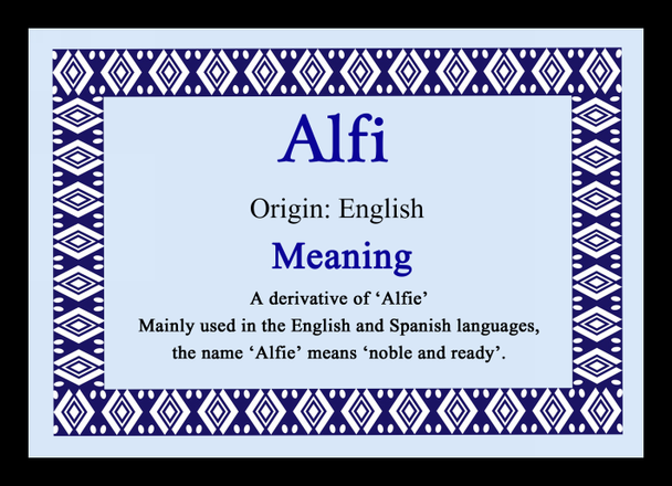 Alfi Personalised Name Meaning Placemat