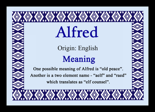 Alfred Personalised Name Meaning Placemat