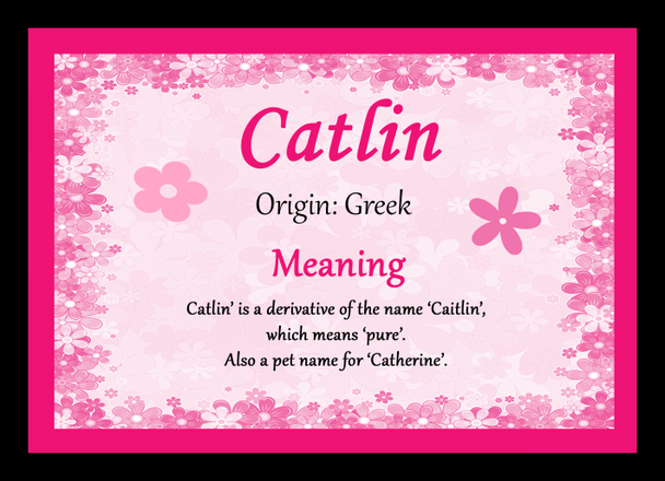 Catlin Personalised Name Meaning Placemat