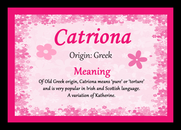 Catriona Personalised Name Meaning Placemat