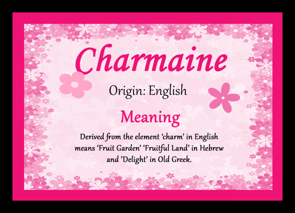 Charmaine Personalised Name Meaning Placemat