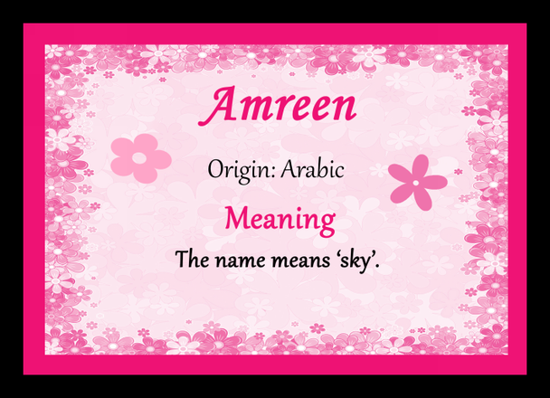 Amreen Personalised Name Meaning Placemat