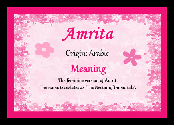 Amrita Personalised Name Meaning Placemat