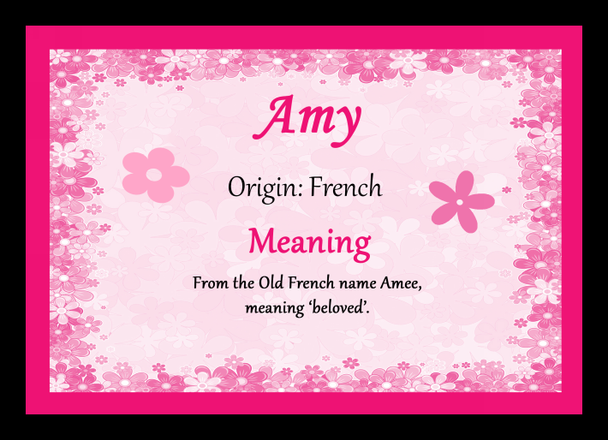 Amy Personalised Name Meaning Placemat