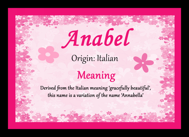 Anabel Personalised Name Meaning Placemat
