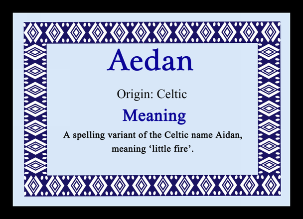 Aedan Personalised Name Meaning Placemat