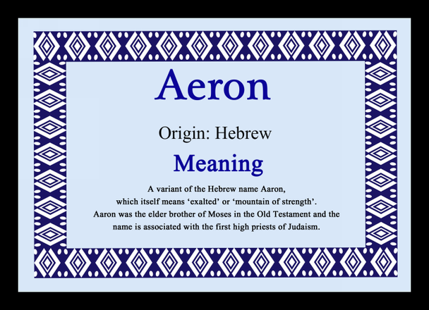 Aeron Personalised Name Meaning Placemat