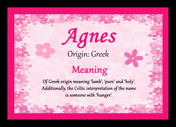 Agnes Personalised Name Meaning Placemat