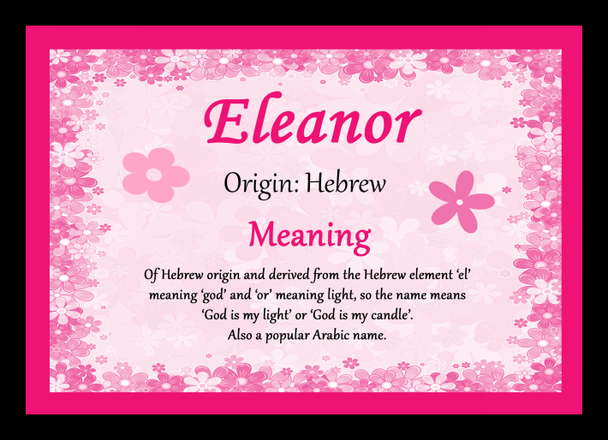 Eleanor Personalised Name Meaning Placemat