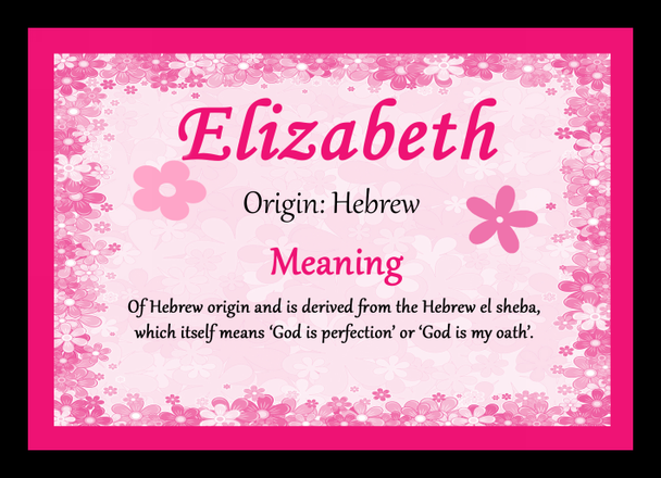 Elizabeth Personalised Name Meaning Placemat