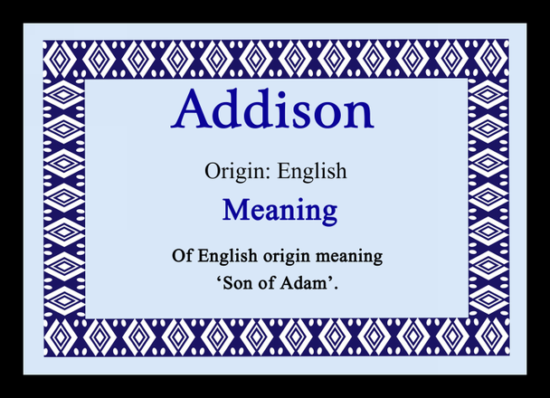 Addison Personalised Name Meaning Placemat