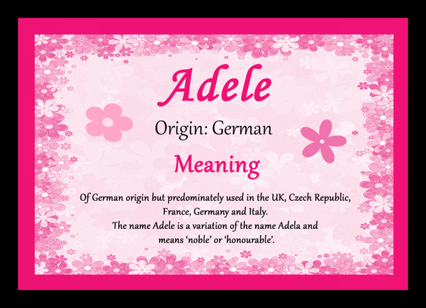 Adele Personalised Name Meaning Placemat