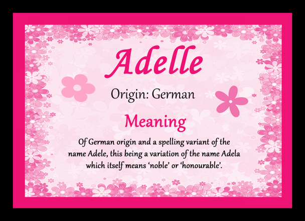 Adelle Personalised Name Meaning Placemat