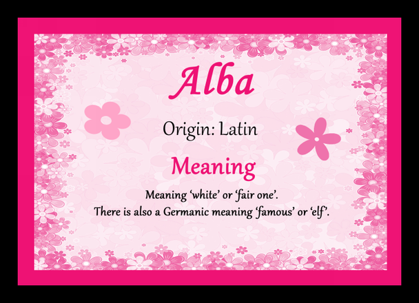 Alba Personalised Name Meaning Placemat